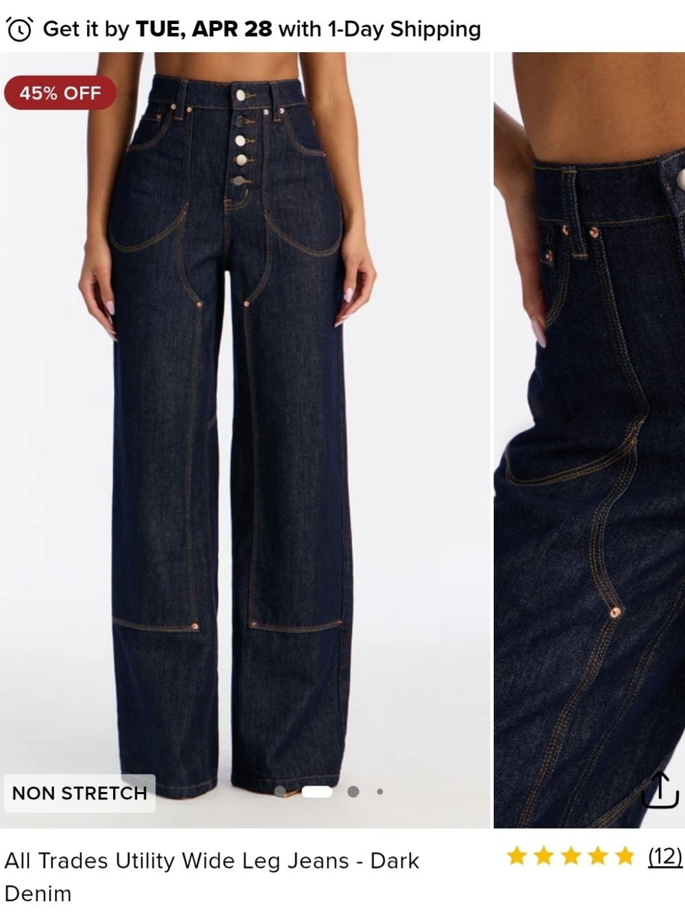 Fashion Nova Wide Leg Jeans - Dark Denim